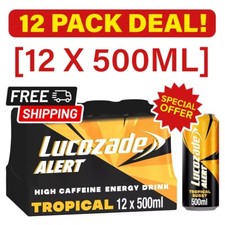 Lucozade Alert Tropical Energy Drink Pack of 12x500ml