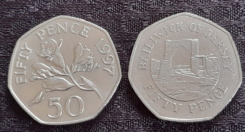 50p pair 1997 guernsey - pair, freesia