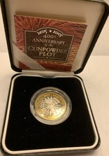 2005 Silver Proof Piedfort £2 Coin Gunpowder Plot In RM Case + COA Slight Toning