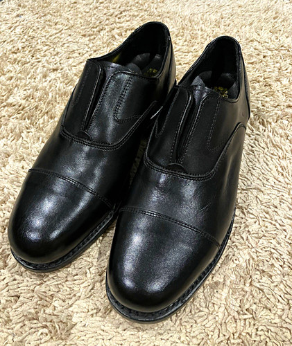 Sanders black leather - leather, slip-on
