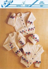 TEDDY New Knitting Pattern 637 Baby Cardigans, Sweater & Hat  22-28" Aran