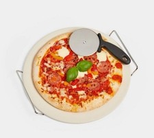 VonShef BBQ Pizza Stone & Cutter Handles VonHaus Ceramic Serving Baking