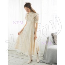 Enclosure Back Ribbon Lace Long Dress Ivory Ankrouge