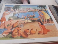  Macmillan Retro Vintage 1950s  School print poster Potters Stone Age Mesoptamia