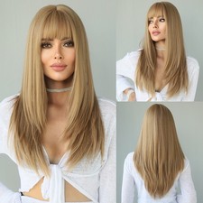 Ash blonde Long Straight Cosplay Party Wigs With Fringe Synthetic Hair