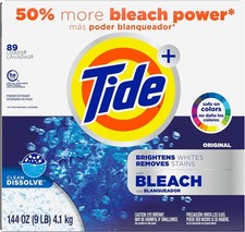 Tide Laundry Powder Detergent with Bleach, Original Scent | 144 oz, 89 Loads