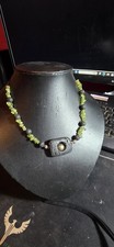 17.5" Mens Ladies Volcanic Rock And Peridot Gemstone Necklace