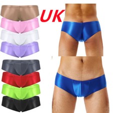 UK Mens Shiny Glossy Underwear Sexy Briefs Low Waist Bikini Panties Swimwears