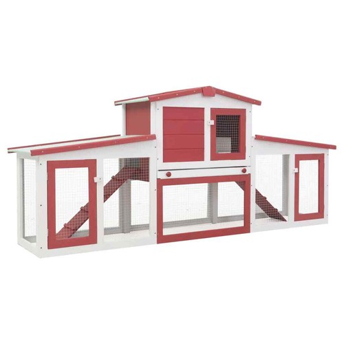 Outdoor large rabbit hutch red - large,