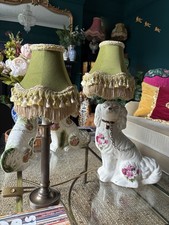 Mildred - Handmade Retro 6” Clip Lampshade - Green, Gold, Tassels,  Vintage, MCM