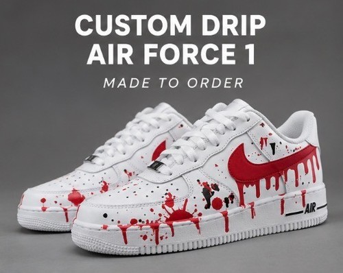 Red drip custom air force - , 1s