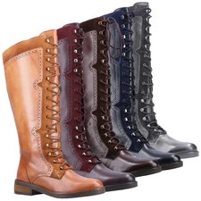 Womens Hush Puppies Rudy Tall Knee High Leg Zip Up Leather Boots Sizes 4 to 9