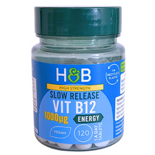 Holland & Barrett High Strength Slow Release B12 1000ug Energy VEGAN 120 Tablets