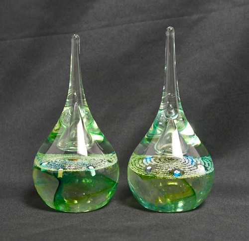 Pair green caithness glass - pair,