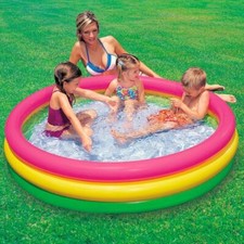 NEW INTEX INFLATABLE PADDLING POOL 3 RING SUNSET 114CM X 25CM KIDS SWIMMING FUN
