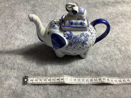 Elephant ceramic teapot blue - teapot,