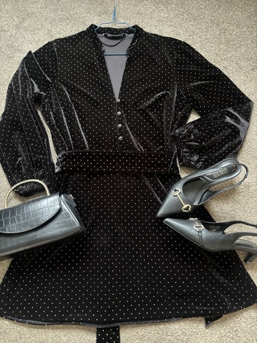 Zara black velvet dress size - zara,