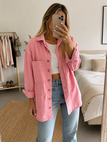 Zara pink oversized cotton - zara,