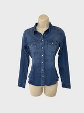 H&M Long Sleeve Button Up Denim Shirt Size 36 UK 8
