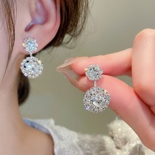 Silver Diamante Drop Earrings