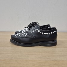 Dr Martens Willis Black Leather Creepers White Studded Flat Grunge Shoes Uk 5