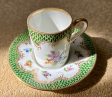 Antique Dresden Fine China Coffee Can And Saucer Richard Klemm 1886 - 1916