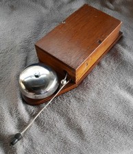 ELECTRIC VINTAGE A/C  D/C DOOR BELL WOOD  BRASS BUTLER BELL  RAILWAY BELL