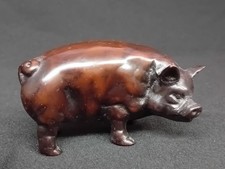 *Vintage Bronzed Resin Pig Figurine. 4" Wide. 2.5" Tall. Good Condition.