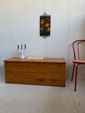 Large 1980s era pine blanket box chest or ottoman