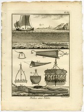 Antique Fishing Print-TRAWL NET-NORMANDY-Pl. 83-Panckoucke-1793