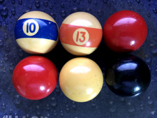 Six Odd Snooker or Pool Balls 6 inch circumference in good condition