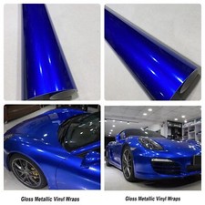 Car Vinyl Wrap Sticker Film Supper Gloss Metallic BLUE Air Free  Car Wrapping UK