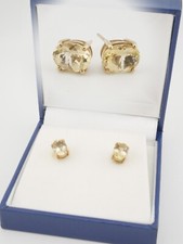 Pair of Unworn Rocks & Co Madagascan Colour Change Garnet 9ct Gold Earrings MIB