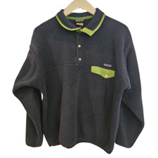 Vintage Patagonia Synchilla Snap T Blue Pullover Festival Fleece  - Large