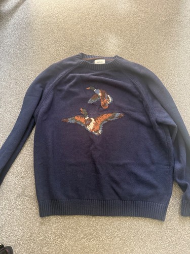 New duck intarsia blue crew - intarsia,