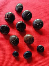 11 Genuine Vintage Leather Round Buttons Different Sizes 1,5cm-2cm-3cm