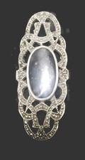 Long Art Deco Onyx Ring