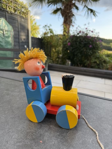 Vintage wooden clown train - clown,