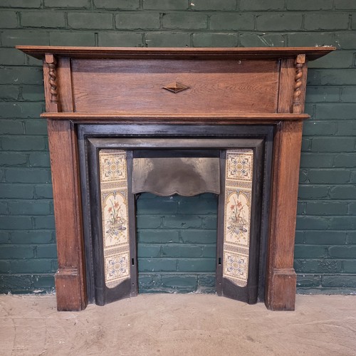 Edwardian oak fire surround - edwardian,