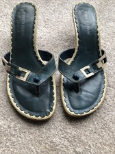 LADIES TOE POST SANDALS  WITH 2" HEEL SZE EU 36  UK 3.50" AIRFORCE BLUE MIX