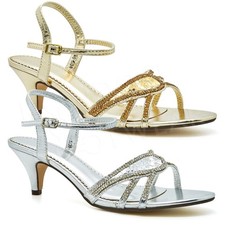 New Womens Diamante Low Kitten