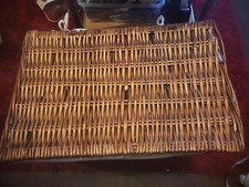 Wicker Hamper Basket With Lid L55cms D34cms H34cms With Cotton Liner