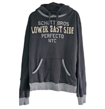 Schott NYC Hoodie Mens Black Large Pullover 100% Cotton Lower East Side Perfecto