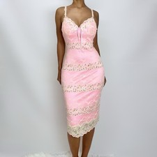 Vintage y2k Rare Pink Lace Bodycon Midi Dress