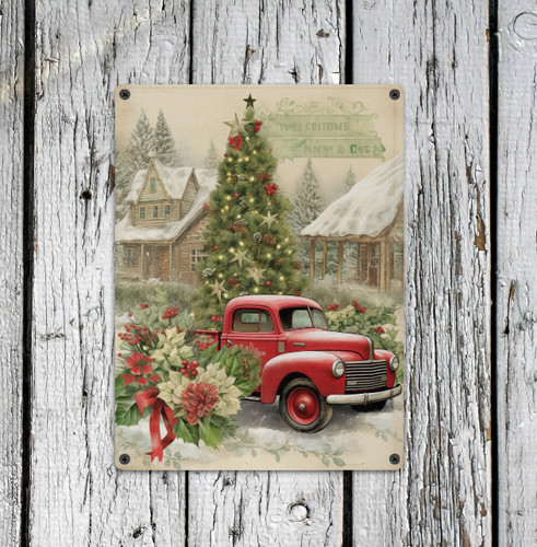 Farmhouse truck winter scene - truck,