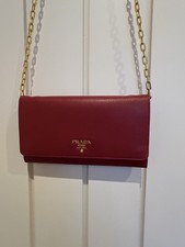 PRADA Clutch Red Leather With