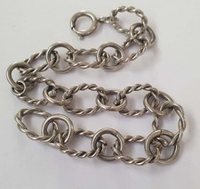 VINTAGE SOLID SILVER FANCY LINK BELCHER CHAIN BRACELET