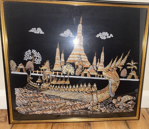 Vintage thai silk painting - vintage,