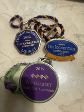 3 metal horse Racing Badges