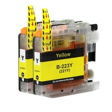 2 Yellow Printer Ink Cartridges to replace Brother LC223Y non-OEM / Compatible